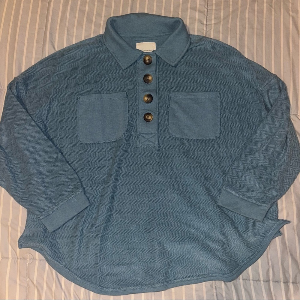 American Eagle Outfitters Teal thick collared pullover Shirt, small